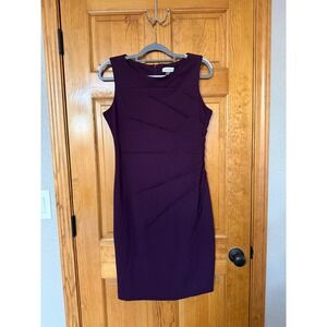 Calvin Klein Women's Sleeveless Sheath Dress Plum Purple Knee Length Size